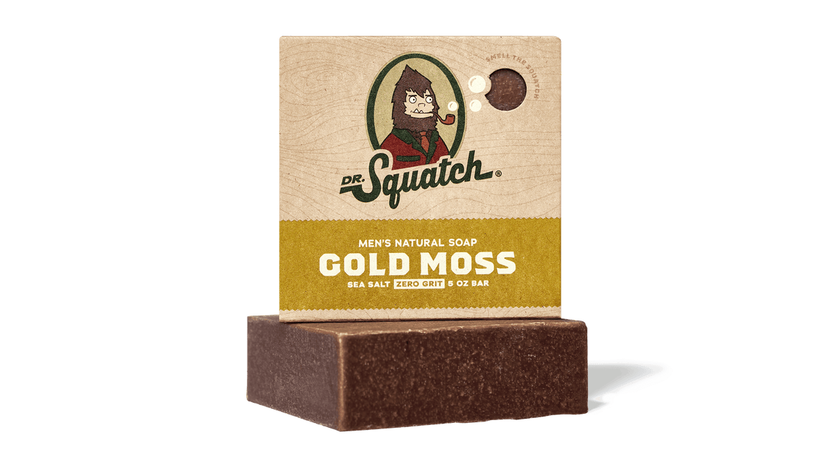 Dr. Squatch Gold Moss bar soap packaging
