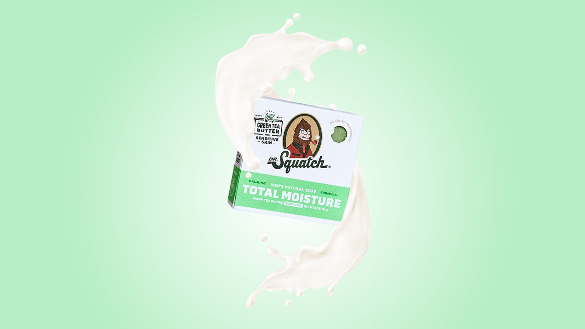 Lifestyle photo featuring Dr. Squatch Green Tea Butter bar soap